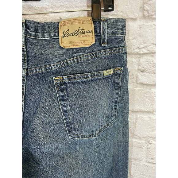 Vintage Levi Strauss Signature Straight Fit Jeans 36X34 Medium Blue Denim Cotton - Picture 7 of 11